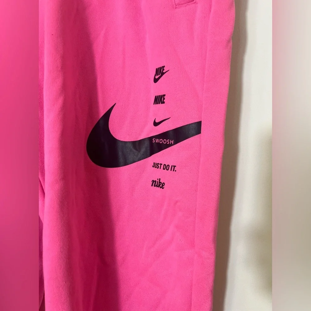 WOMENS NIKE NSW SWOOSH PINK FLEECE PANTS - Picture 3 of 8